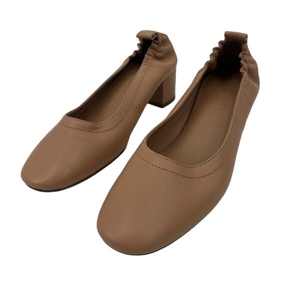 EVERLANE The Day Heel Blush Tan Slip On Block Heel Leather Stretch Size 6 NEW - Picture 2 of 5